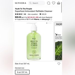 Youth To The People Superfood Antioxidant Cleanser (237ml/8floz)
